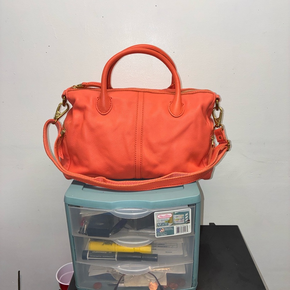 NWOT Fossil Erin satchel in watermelon pink leather - Picture 3 of 11